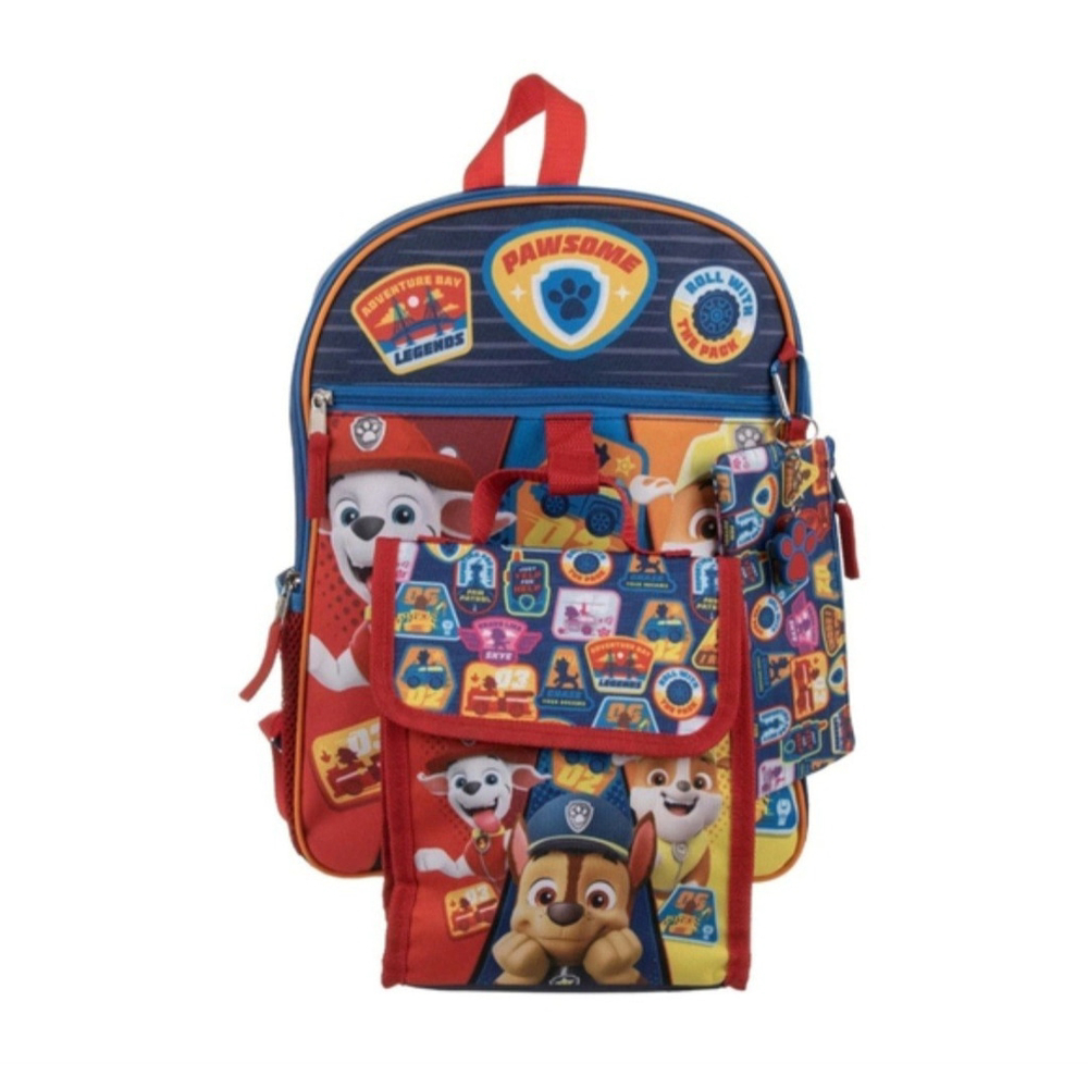 Paw Patrol Backpack Set 5 Piece 16" Backpack Lunchbox Case Keychain Carabiner - Picture 4 of 13